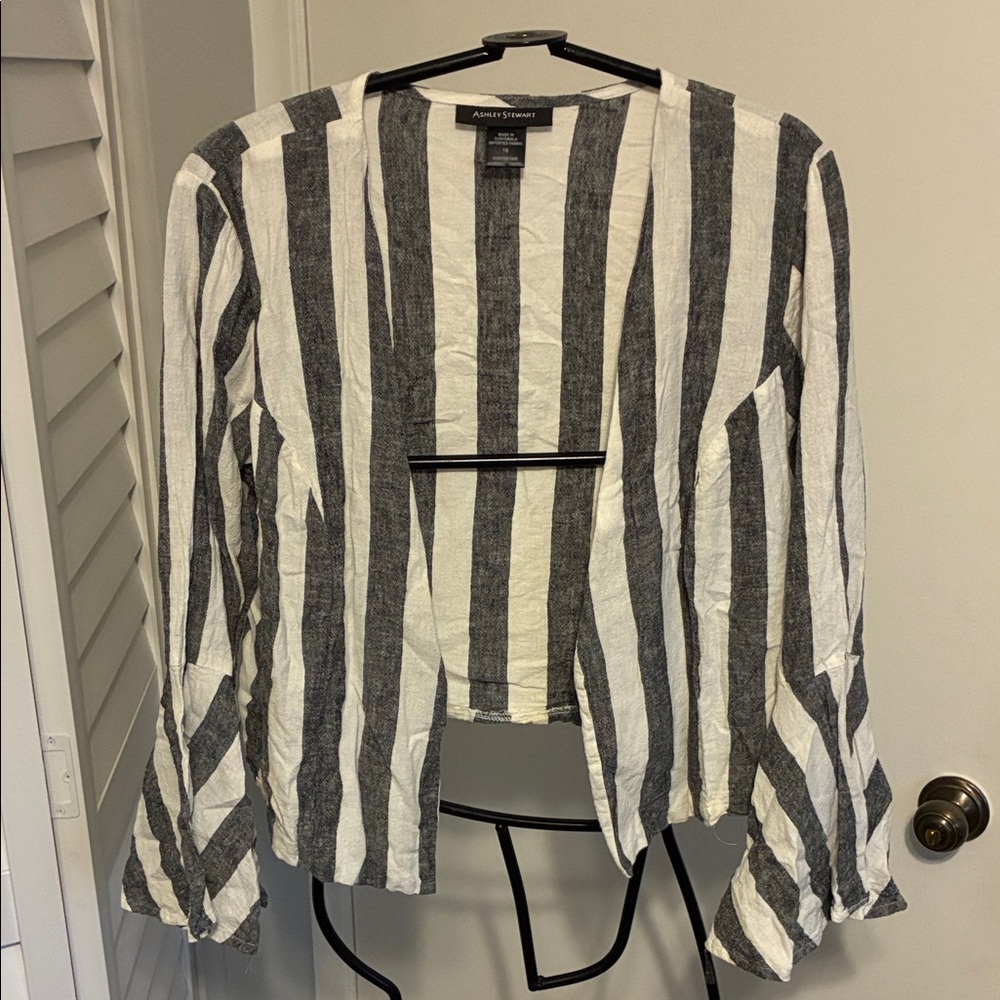 Ashley Stewart Monochrome Striped Top